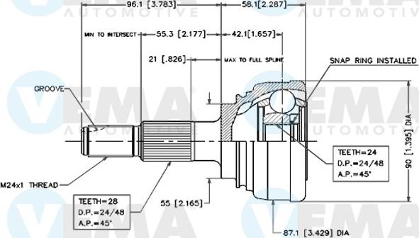 VEMA 18209 - Jeu de joints, arbre de transmission cwaw.fr