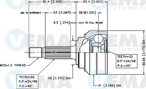 VEMA 18219 - Jeu de joints, arbre de transmission cwaw.fr