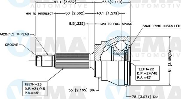 VEMA 18210 - Jeu de joints, arbre de transmission cwaw.fr