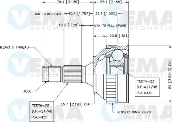 VEMA 18281 - Jeu de joints, arbre de transmission cwaw.fr