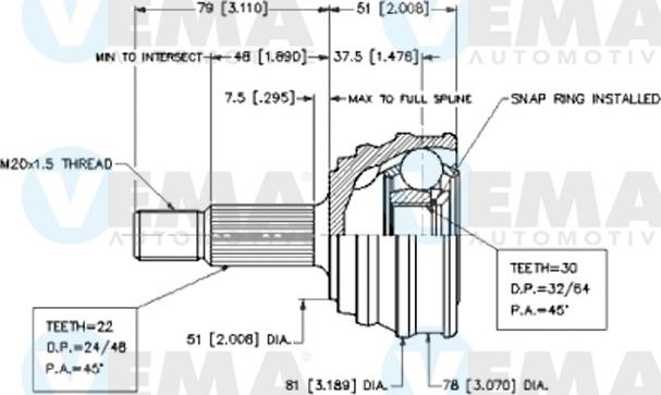 VEMA 18239 - Jeu de joints, arbre de transmission cwaw.fr