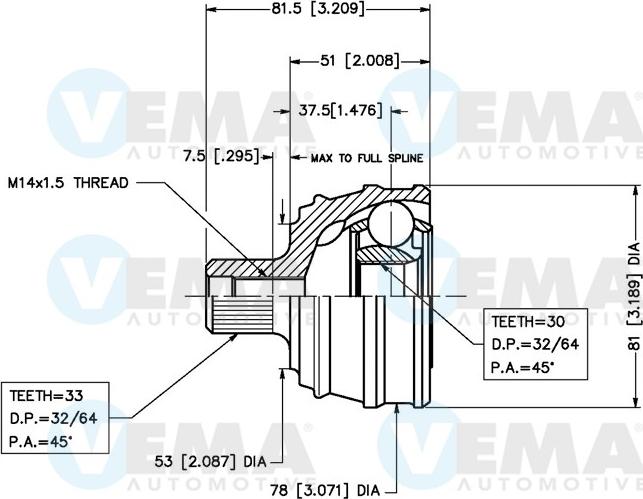 VEMA 18236 - Jeu de joints, arbre de transmission cwaw.fr