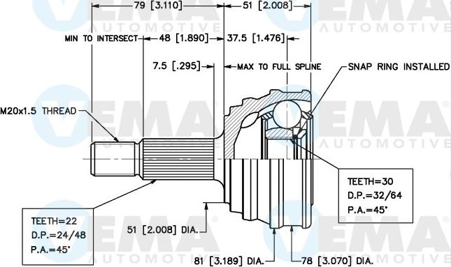 VEMA 18230 - Jeu de joints, arbre de transmission cwaw.fr