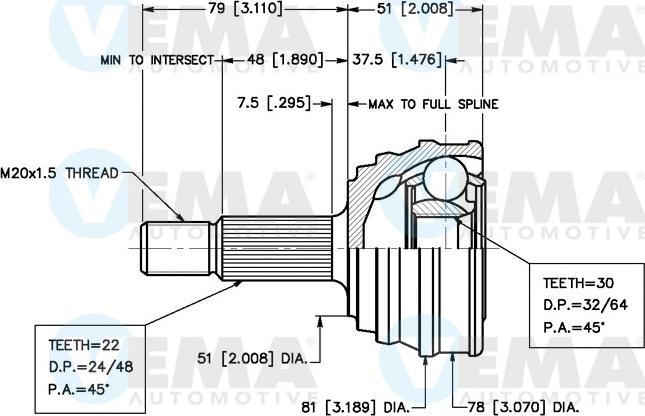 VEMA 18232 - Jeu de joints, arbre de transmission cwaw.fr