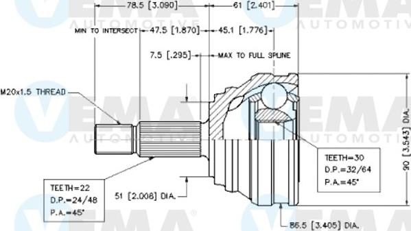 VEMA 18237 - Jeu de joints, arbre de transmission cwaw.fr