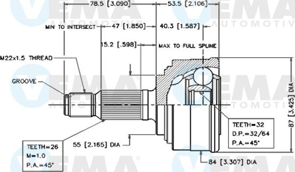 VEMA 18275 - Jeu de joints, arbre de transmission cwaw.fr