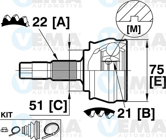 VEMA 18759 - Jeu de joints, arbre de transmission cwaw.fr