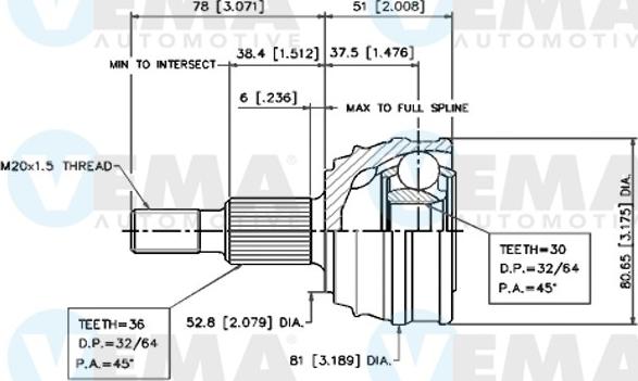 VEMA 18709 - Jeu de joints, arbre de transmission cwaw.fr