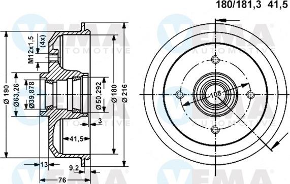 VEMA 800937 - Tambour de frein cwaw.fr