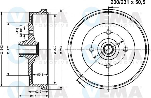 VEMA 800971 - Tambour de frein cwaw.fr