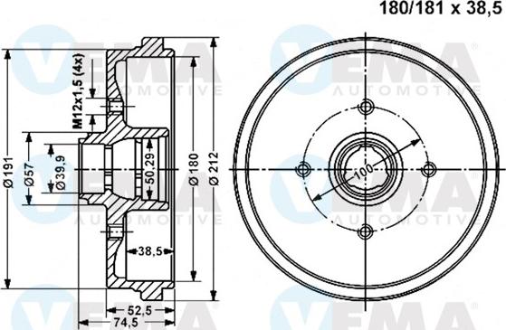 VEMA 800973 - Tambour de frein cwaw.fr