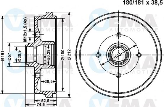 VEMA 800977 - Tambour de frein cwaw.fr