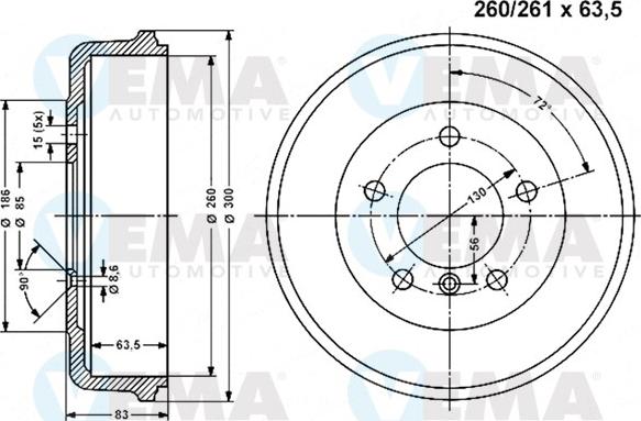 VEMA 800849 - Tambour de frein cwaw.fr