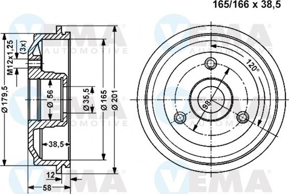 VEMA 800842 - Tambour de frein cwaw.fr