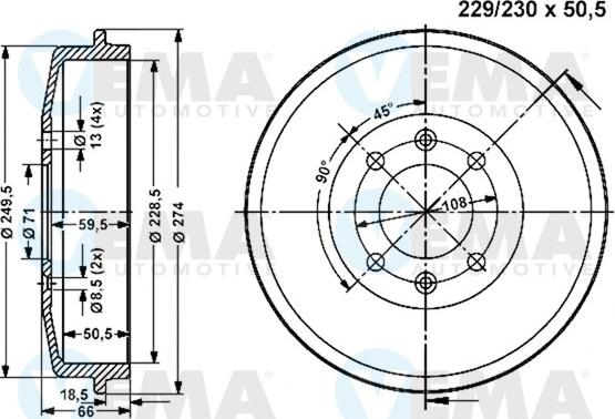 VEMA 801095 - Tambour de frein cwaw.fr