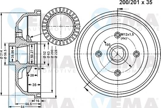 VEMA 801169 - Tambour de frein cwaw.fr