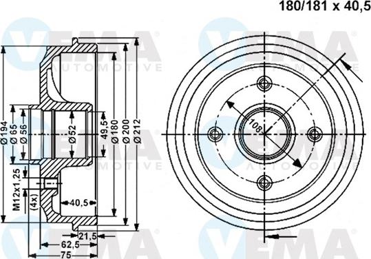 VEMA 801129 - Tambour de frein cwaw.fr