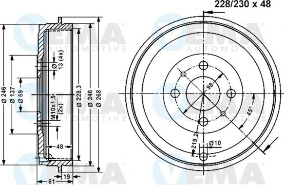 VEMA 801178 - Tambour de frein cwaw.fr