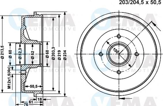 VEMA 801218 - Tambour de frein cwaw.fr