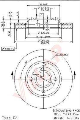 Villar 628.0318 - Disque de frein cwaw.fr