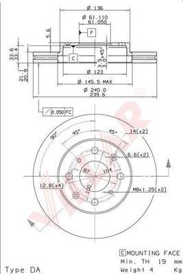 Villar 628.1482 - Disque de frein cwaw.fr