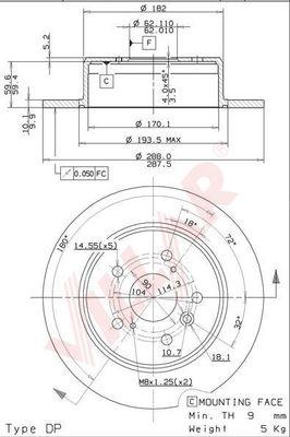 Villar 628.1593 - Disque de frein cwaw.fr