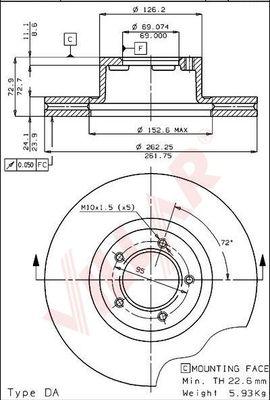 Villar 628.1549 - Disque de frein cwaw.fr