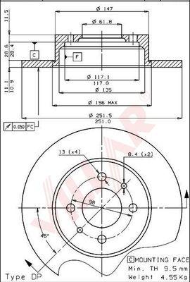 Villar 628.1556 - Disque de frein cwaw.fr