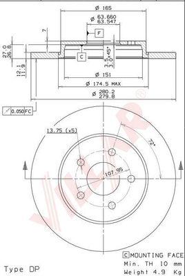 Villar 628.1551 - Disque de frein cwaw.fr