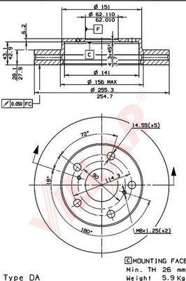 Villar 628.1585 - Disque de frein cwaw.fr