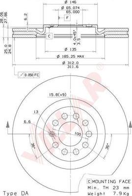 Villar 628.1694 - Disque de frein cwaw.fr