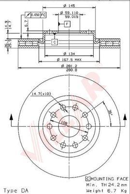 Villar 628.1238 - Disque de frein cwaw.fr