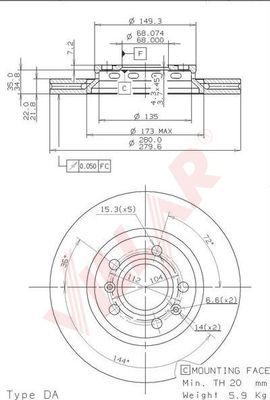 Villar 628.2184 - Disque de frein cwaw.fr