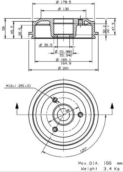 Villar 627.0044 - Tambour de frein cwaw.fr