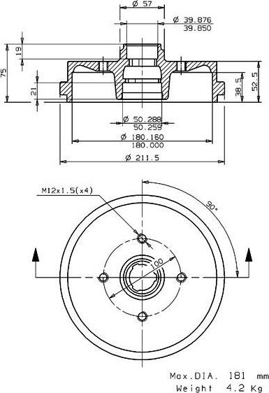 Villar 627.0040 - Tambour de frein cwaw.fr