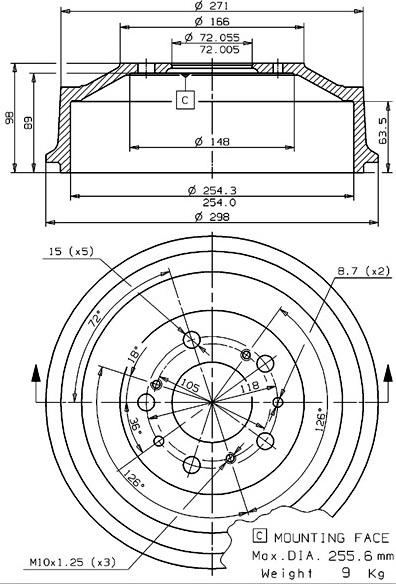 Villar 627.0056 - Tambour de frein cwaw.fr