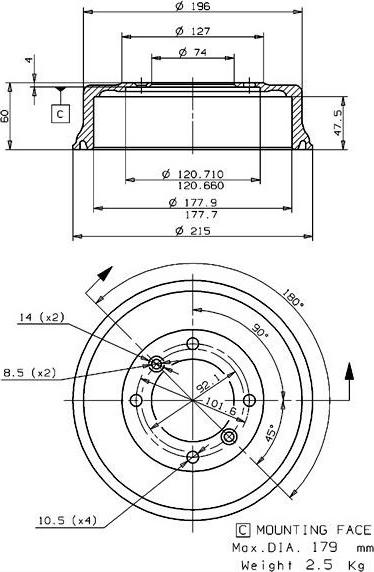 Villar 627.0015 - Tambour de frein cwaw.fr