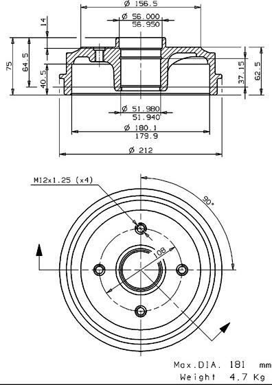 Villar 627.0083 - Tambour de frein cwaw.fr