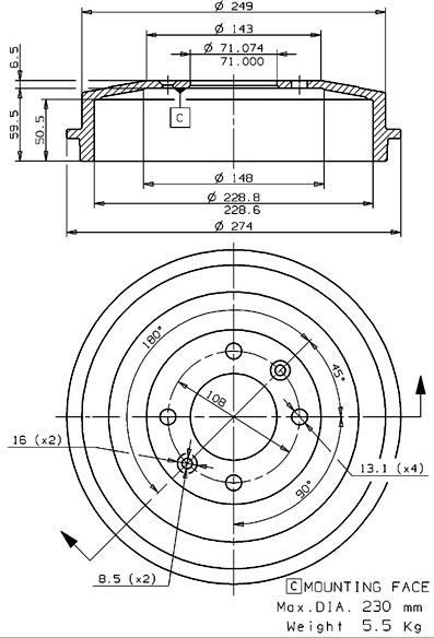 Villar 627.0197 - Tambour de frein cwaw.fr