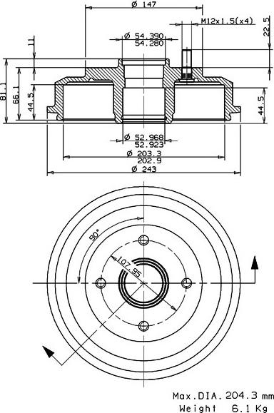 Villar 627.0149 - Tambour de frein cwaw.fr