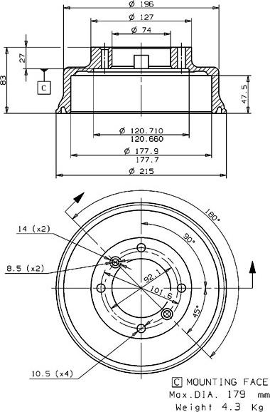 Villar 627.0154 - Tambour de frein cwaw.fr