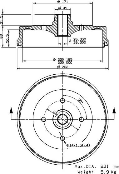 Villar 627.0172 - Tambour de frein cwaw.fr