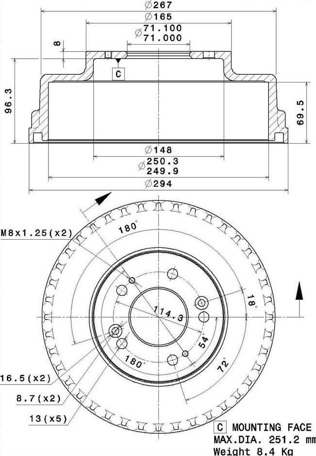 Villar 627.0316 - Tambour de frein cwaw.fr