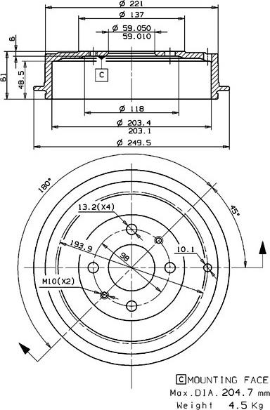 Villar 627.0233 - Tambour de frein cwaw.fr