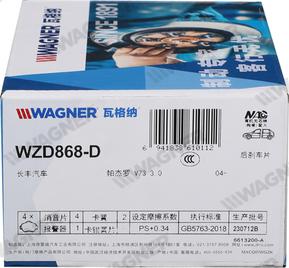 Wagner WZD868-D - Kit de plaquettes de frein, frein à disque cwaw.fr