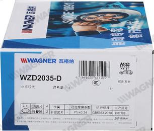 Wagner WZD2035-D - Kit de plaquettes de frein, frein à disque cwaw.fr