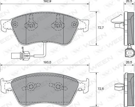 Ween 151-1942 - Kit de plaquettes de frein, frein à disque cwaw.fr