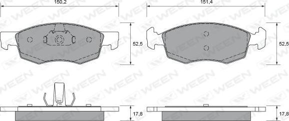 Ween 151-1966 - Kit de plaquettes de frein, frein à disque cwaw.fr