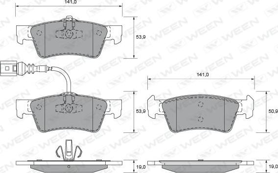 Ween 151-1906 - Kit de plaquettes de frein, frein à disque cwaw.fr