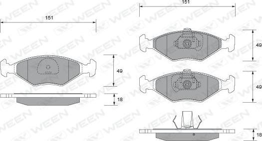 Ween 151-1927 - Kit de plaquettes de frein, frein à disque cwaw.fr